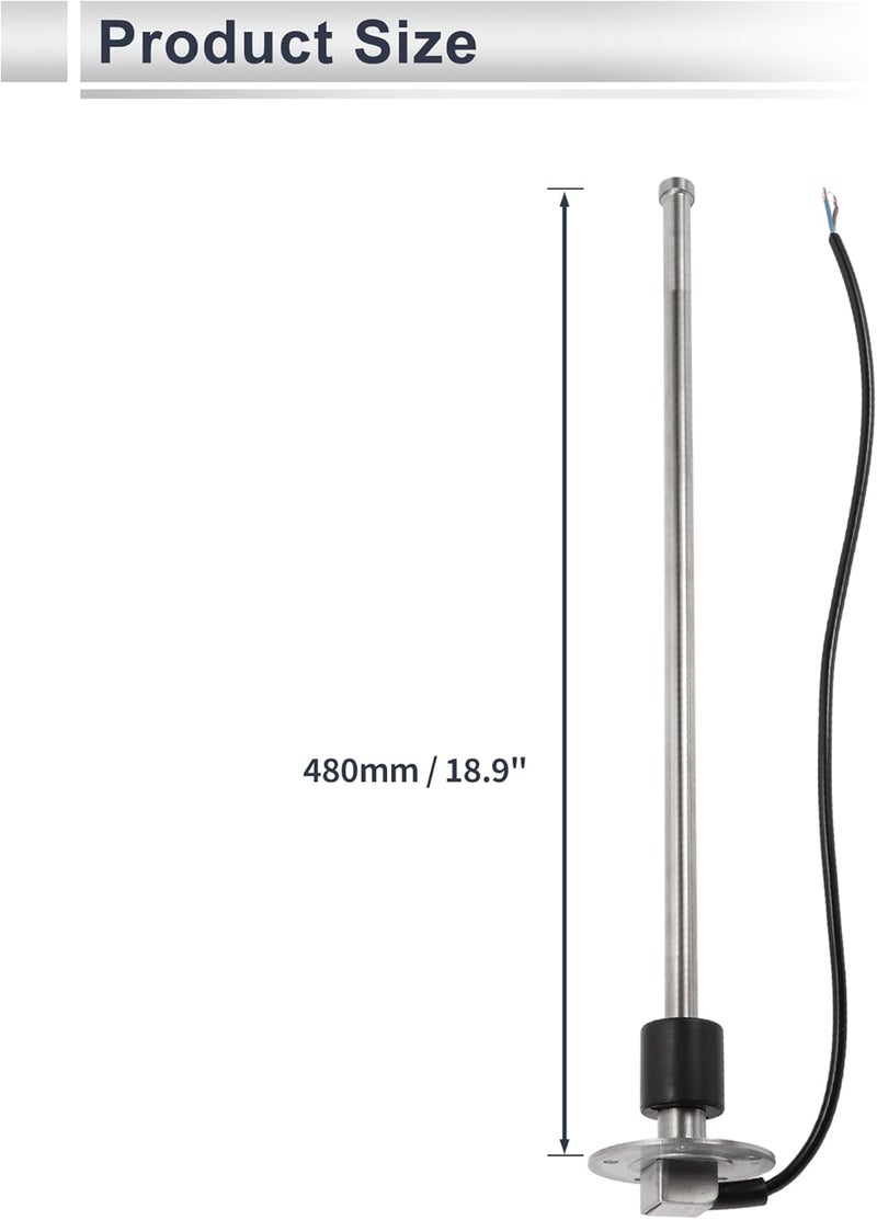 RATCHROLL 1set Fuel Sending Unit and Gauge Kit 480mm Length Boat Fuel Sending Unit Marine Fuel Sender Unit Black Silver Tone Metal 240-33 Ohm - Image 3